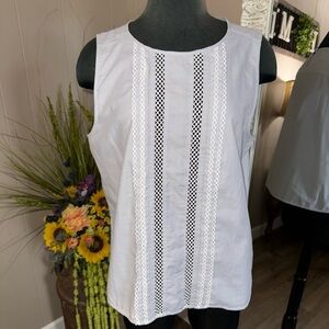 Banana Republic • Stripe Geo Lace Trim Blouse